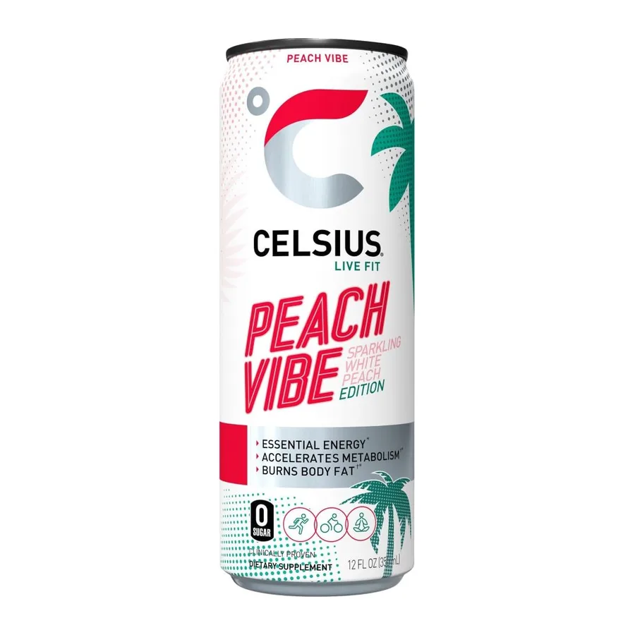Celsius Peach Vibe, front of pack