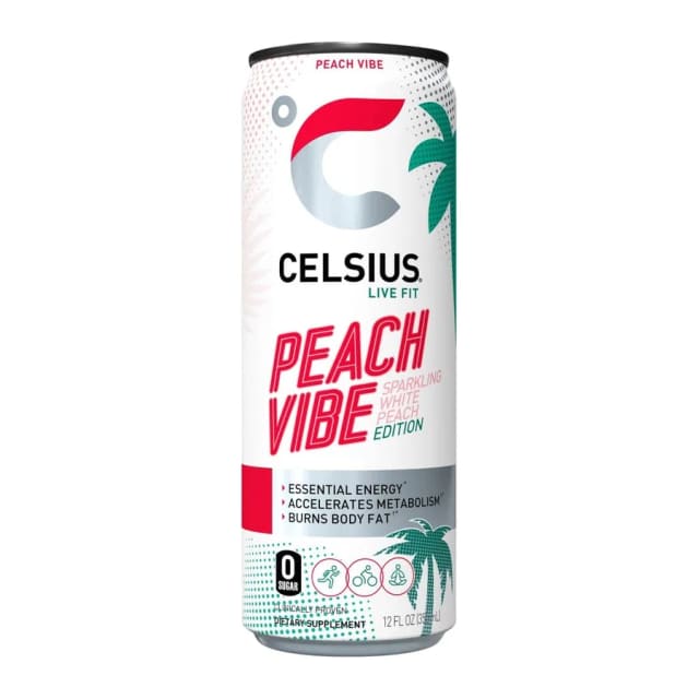 Celsius Peach Vibe, front of pack