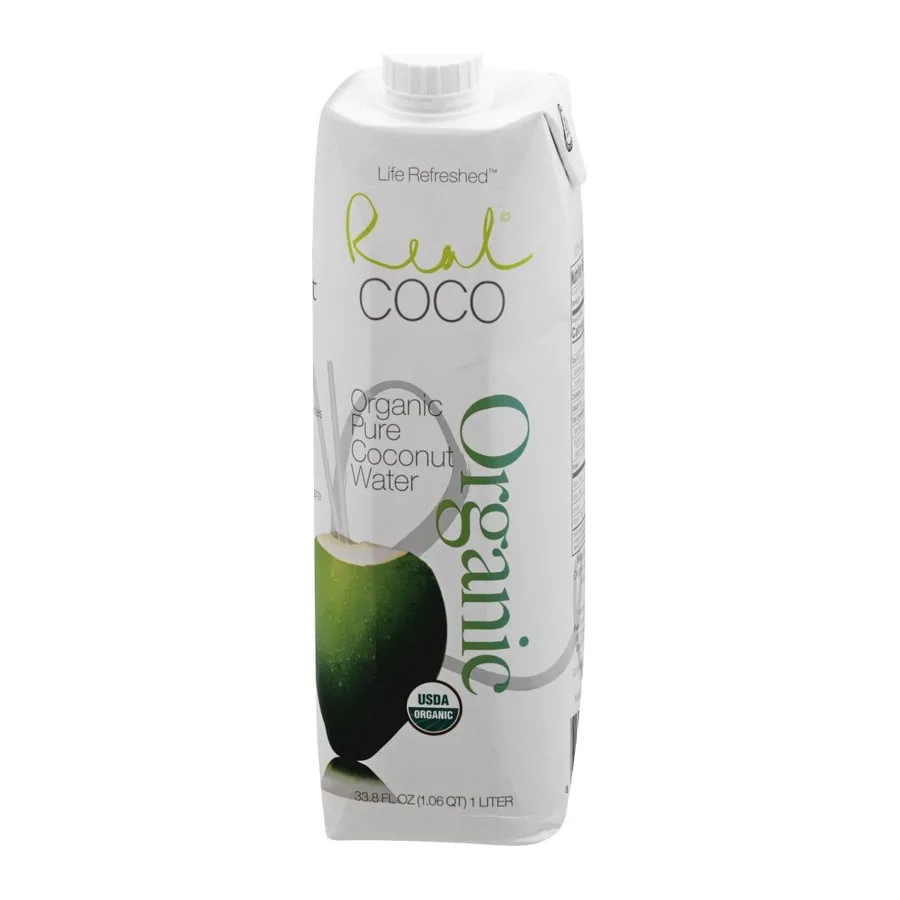 Real Coco Organic Pure Coconut Water, front of pack