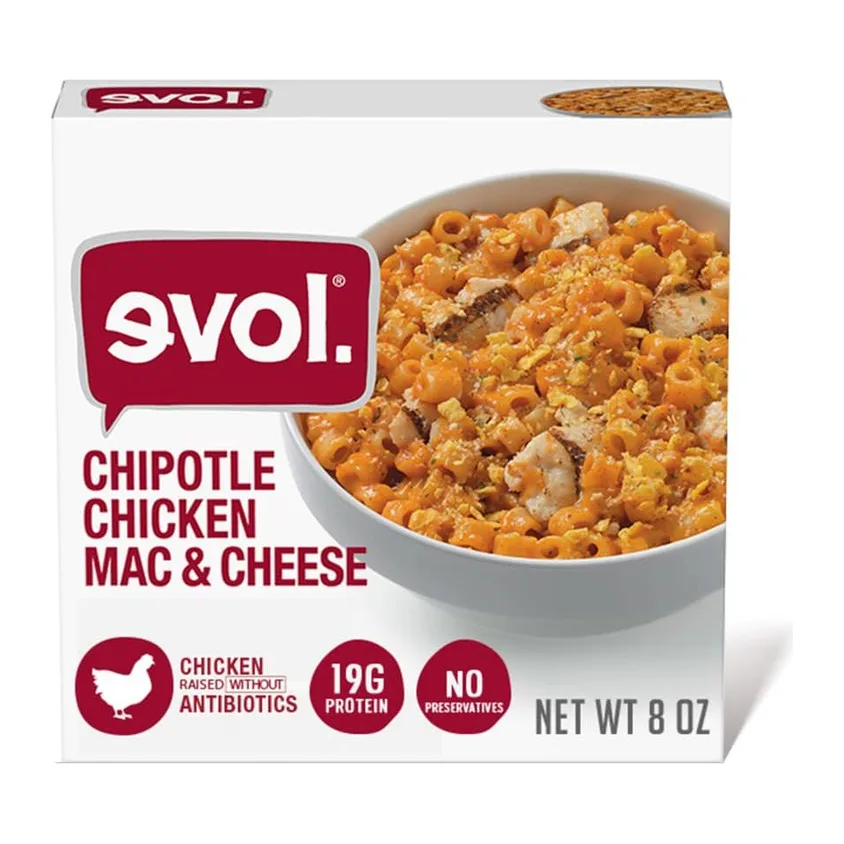 Evol. Chipotle chicken mac n' cheese, front of pack