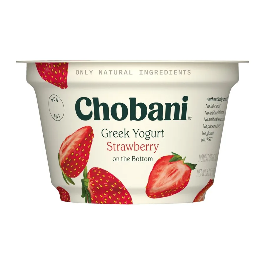 Chobani Strawberry on the Bottom Nonfat Greek Yogurt, front of pack