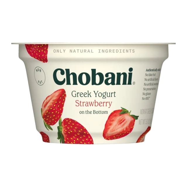 Chobani Strawberry on the Bottom Nonfat Greek Yogurt, front of pack