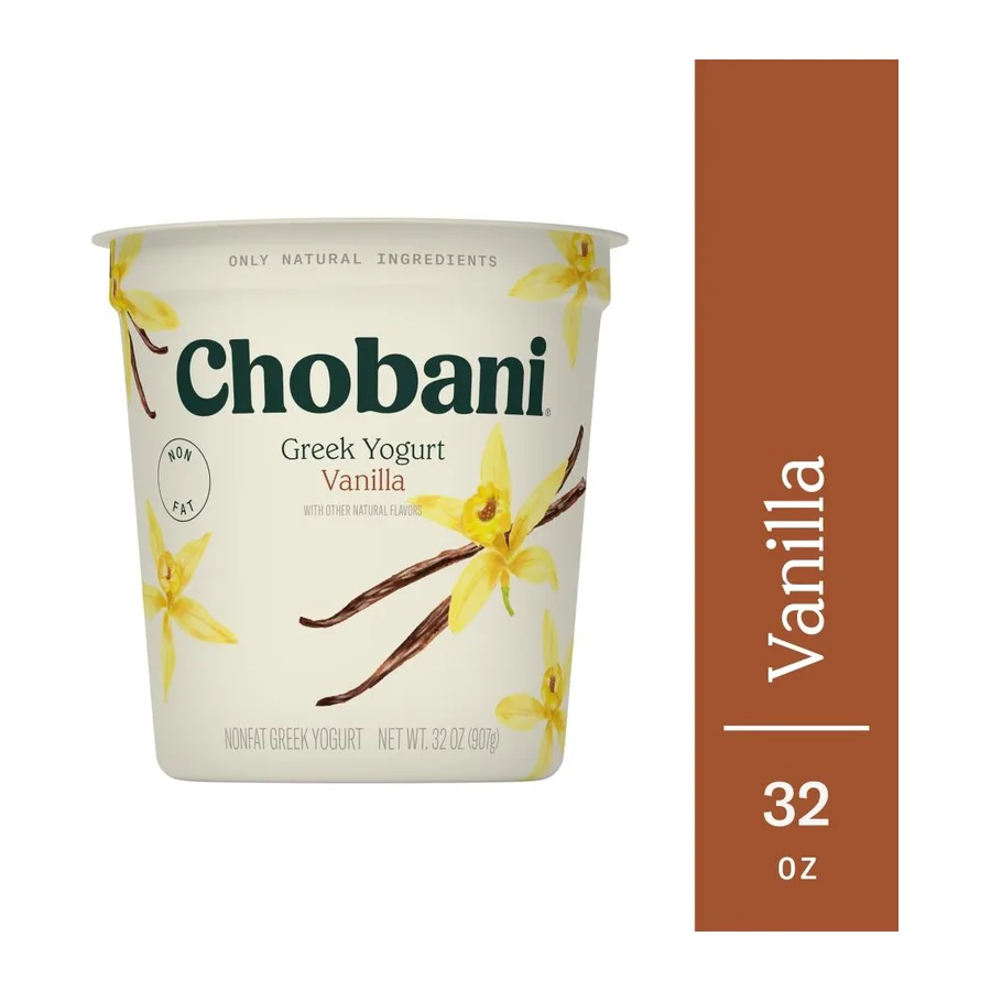 Chobani Vanilla Greek Yogurt, front of pack