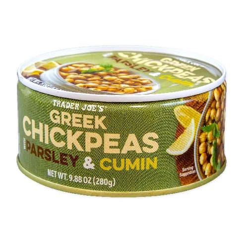 Trader Joe's Greek Chickpeas with Cumin and Parsley, front of pack