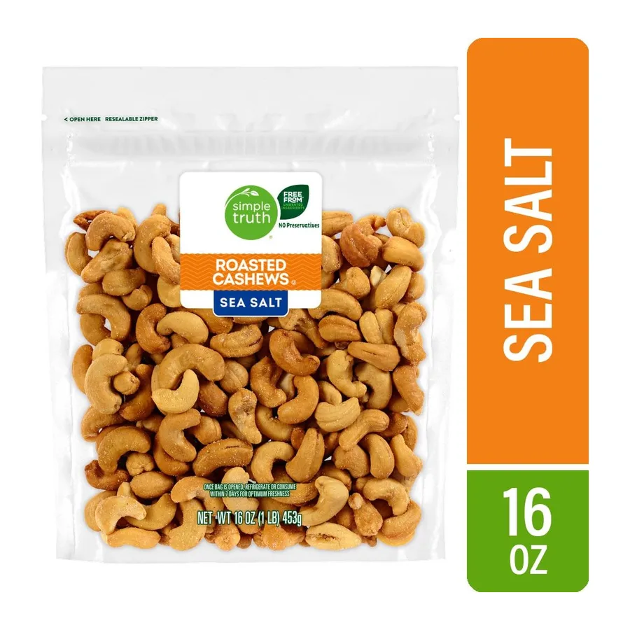 Simple Truth Sea salt roasted cashews, front of pack