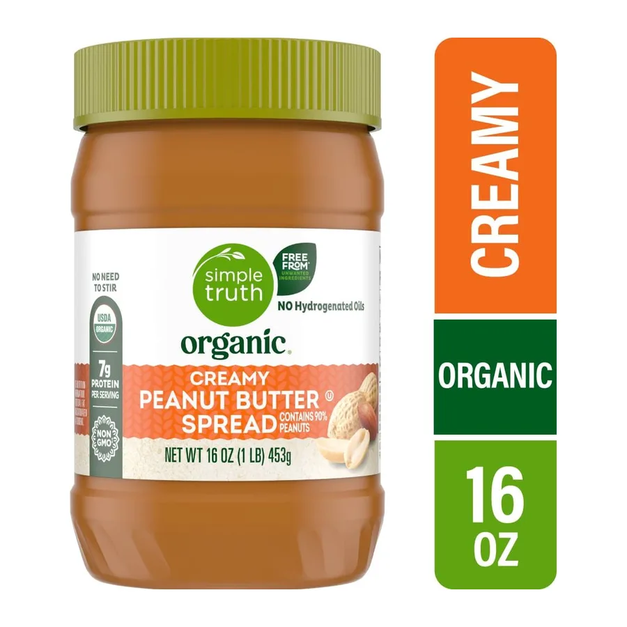 Simple Truth Creamy Peanut Butter Spread, front of pack