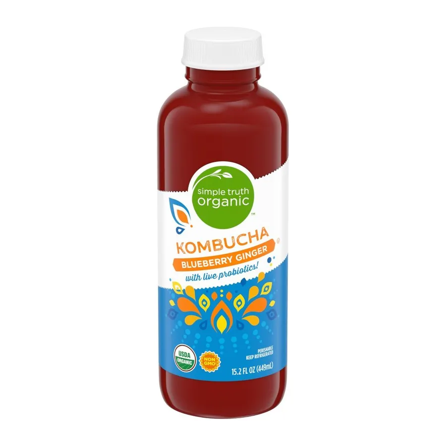 Simple Truth Blueberry ginger kombucha, front of pack
