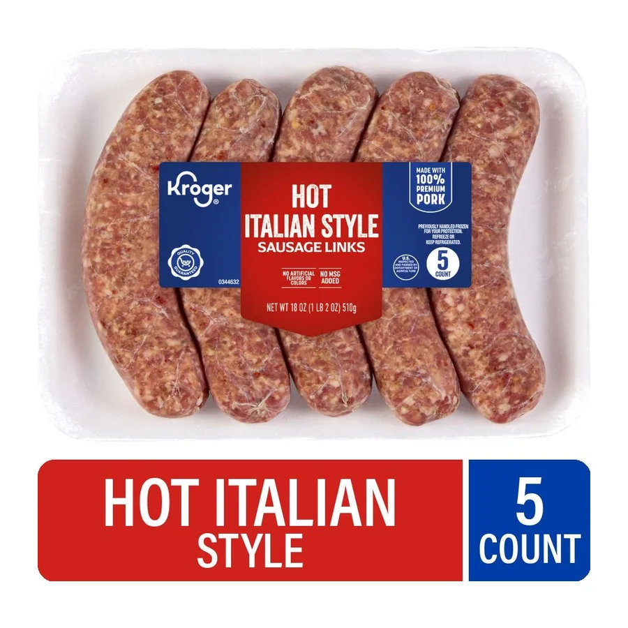 Kroger Hot italian sausage, front of pack