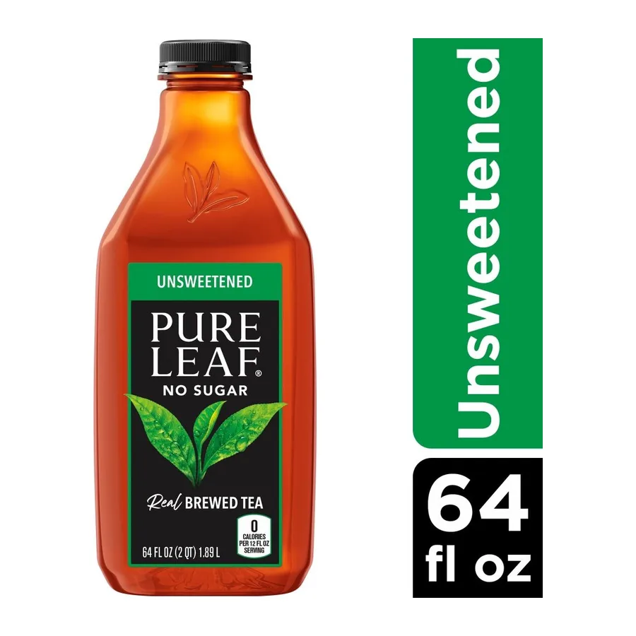 Pure Leaf Unsweetened black real brewed tea, front of pack