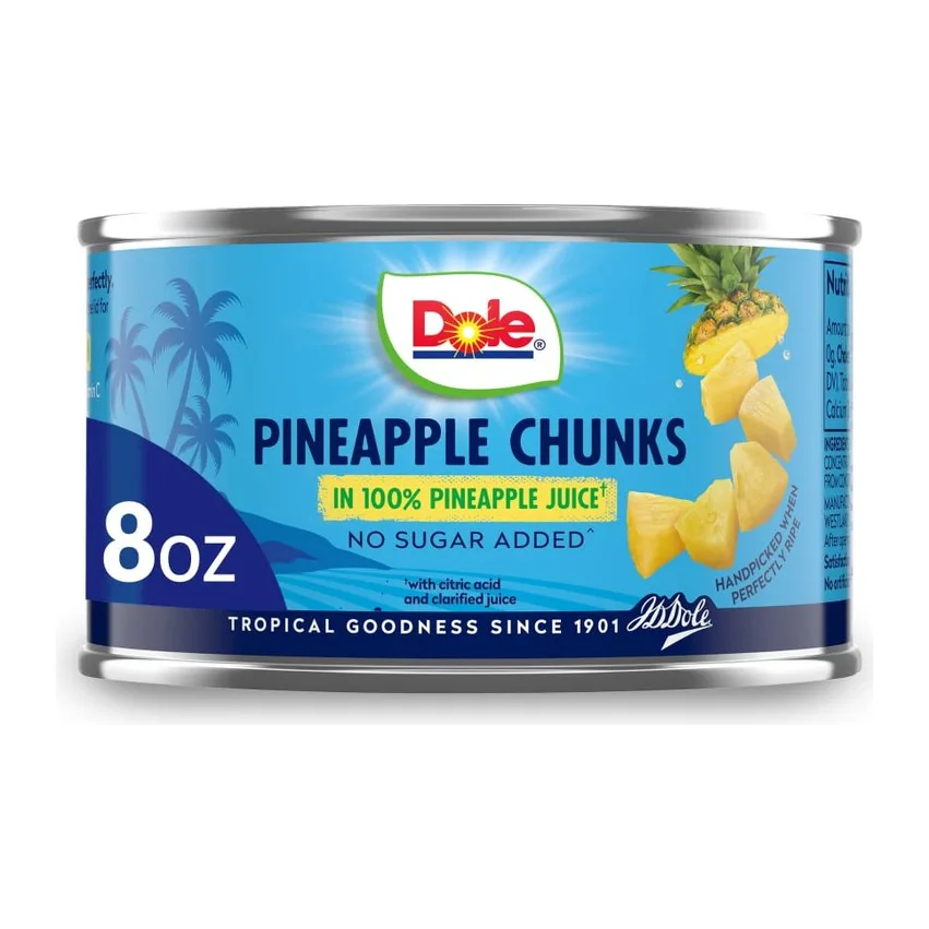 Dole Pineapple Chunks In 100% Pineapple Juice, front of pack