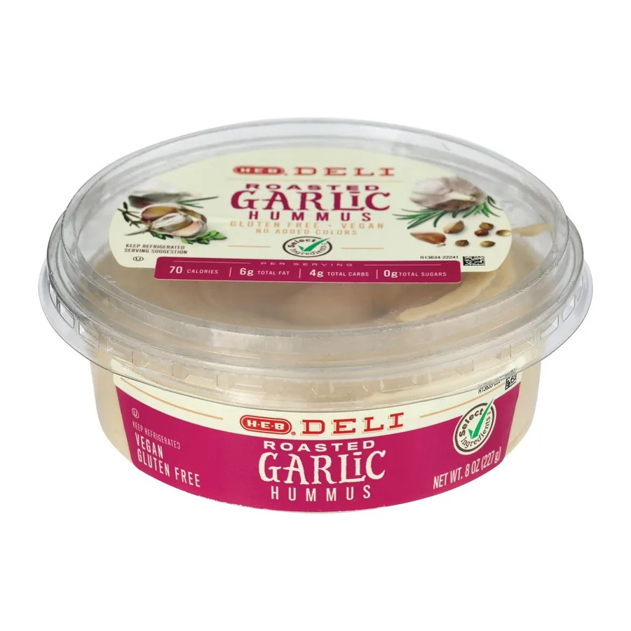 H-E-B Roasted Garlic Hummus, front of pack