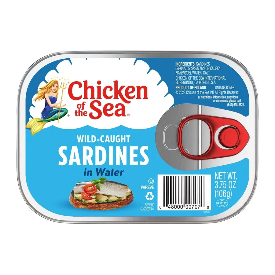 Chicken of the Sea Sardines in Water, front of pack