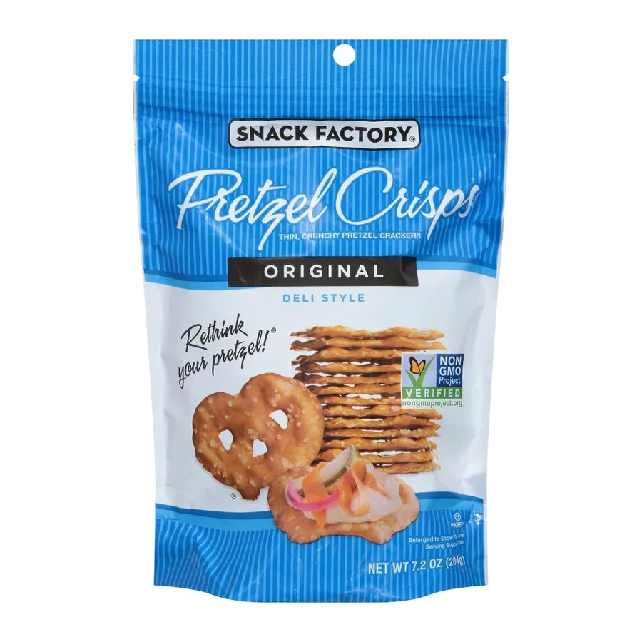 Snack Factory Original Pretzel Crisps, front of pack