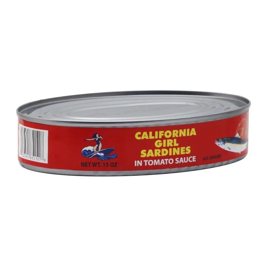 California Girl Sardines In Tomato Sauce, front of pack