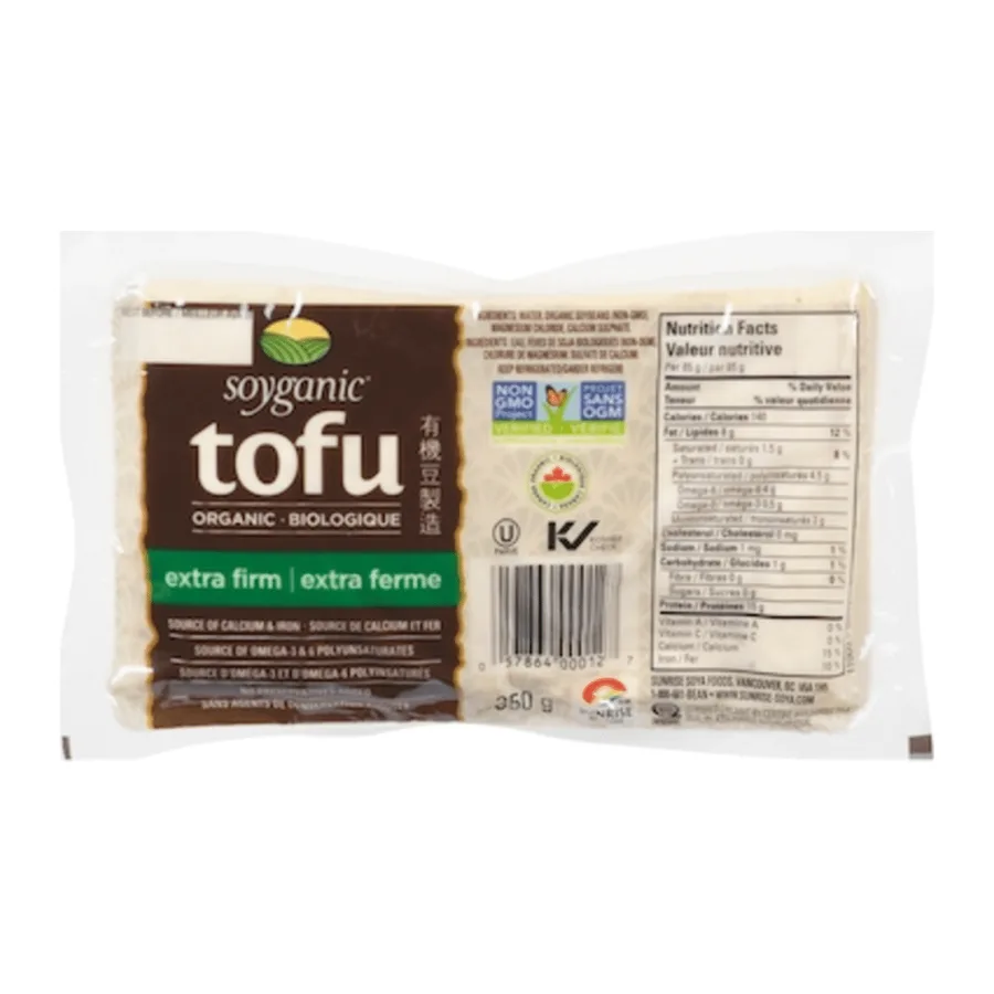 Soyganic • Sunrise Soya Foods Extra Firm Tofu, front of pack