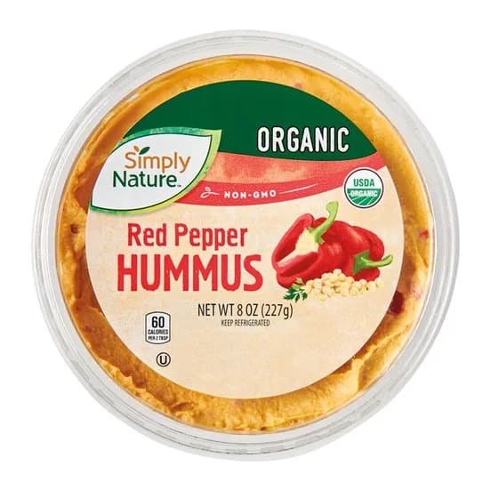 Simply Nature Red Pepper Hummus, front of pack