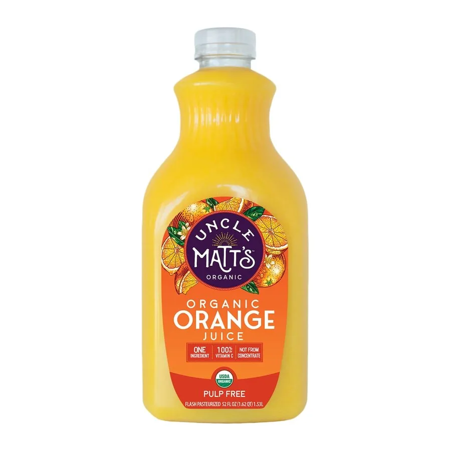 Uncle Matt's Organic Orange Juice, front of pack