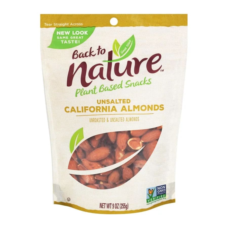 Back To Nature California Almonds Unroasted & Unsalted, front of pack