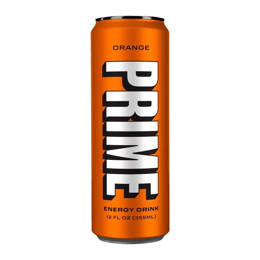Prime Orange Mango Energy Drink, front of pack