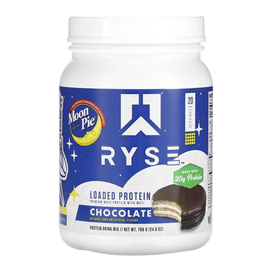 Ryse Moon Pie Protein Powder, front of pack