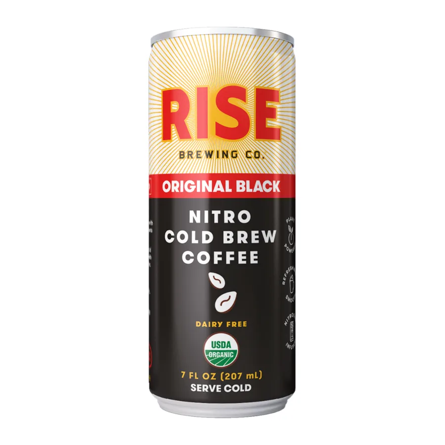 Rise Brewing Co. Original Black Nitro Cold Brew Coffee, front of pack